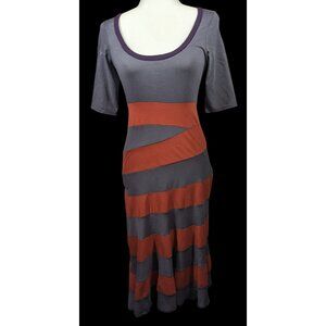 Aimee G Grub Asymmetrical Striped Midi Dress Size XS